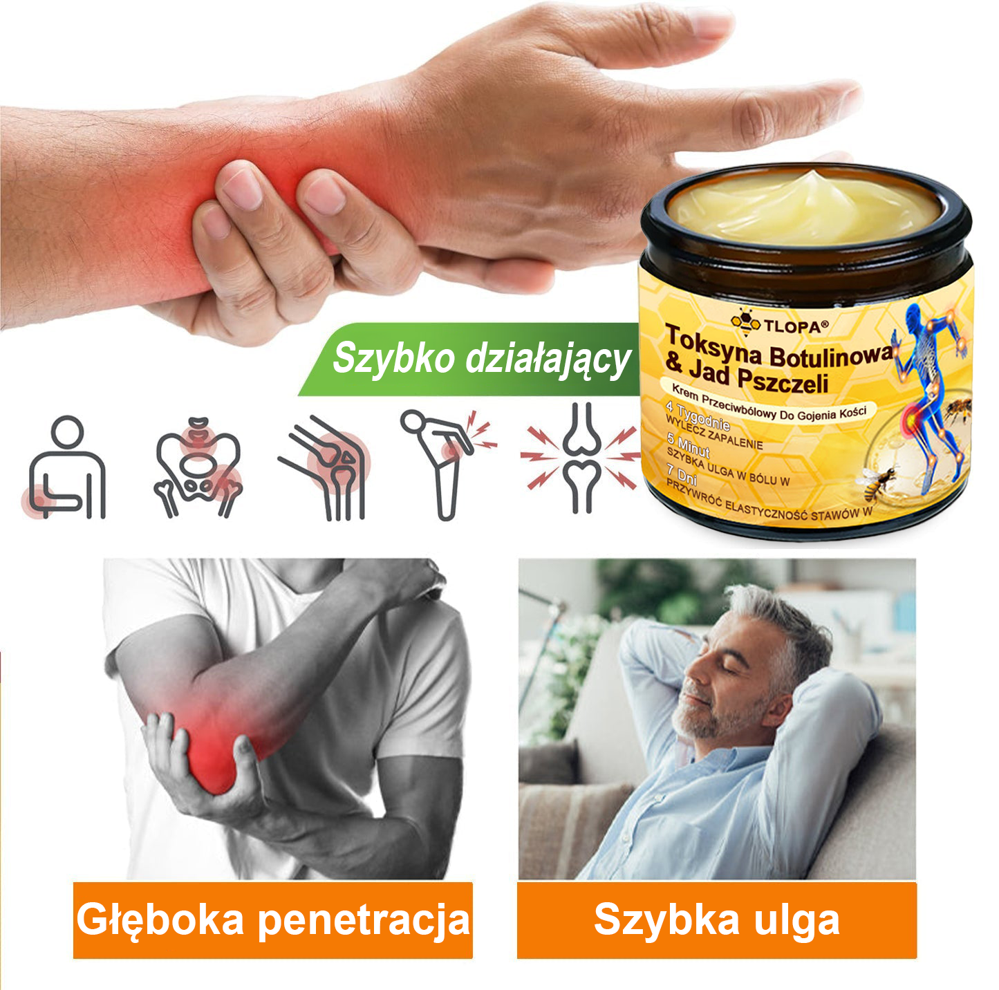 🐝TLOPA® Toksyna botulinowa i jad pszczeli Krem przeciwbólowy do gojenia kości🐝