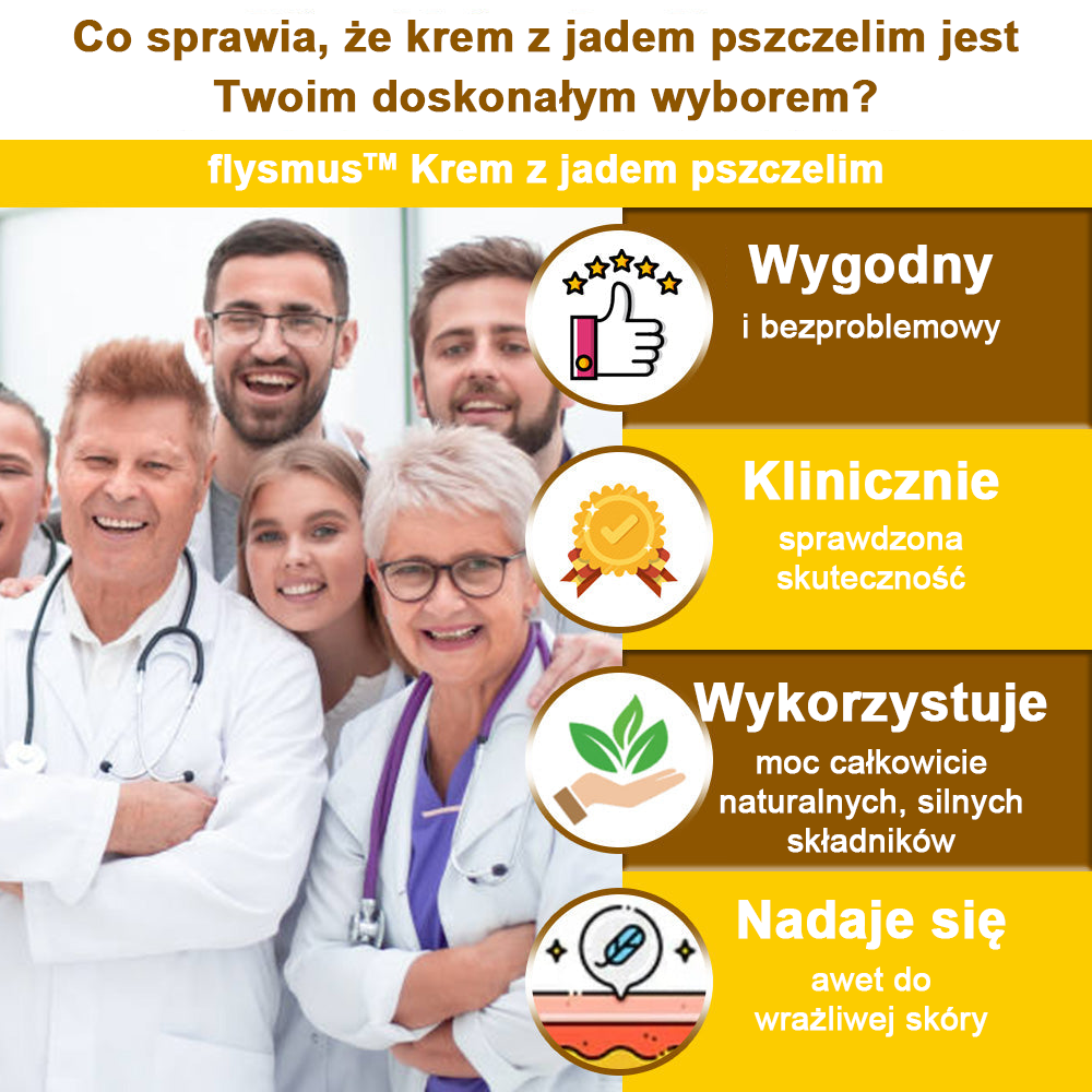 ✅flysmus™ Krem leczniczy z jadem pszczelim🐝: Leczenie egzemy, łuszczycy, trądziku, trądziku różowatego, infekcji grzybiczych, brodawek✅