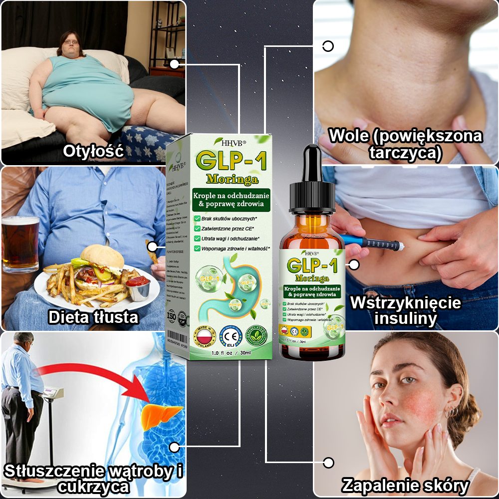 HHVB® GLP-1 Krople odchudzające wzmacniające zdrowie👨⚕️ (Spalacz tłuszczu klasy spożywczej - Opracowany przez Polskie Towarzystwo Walki z Otyłością)👨⚕️👨⚕️