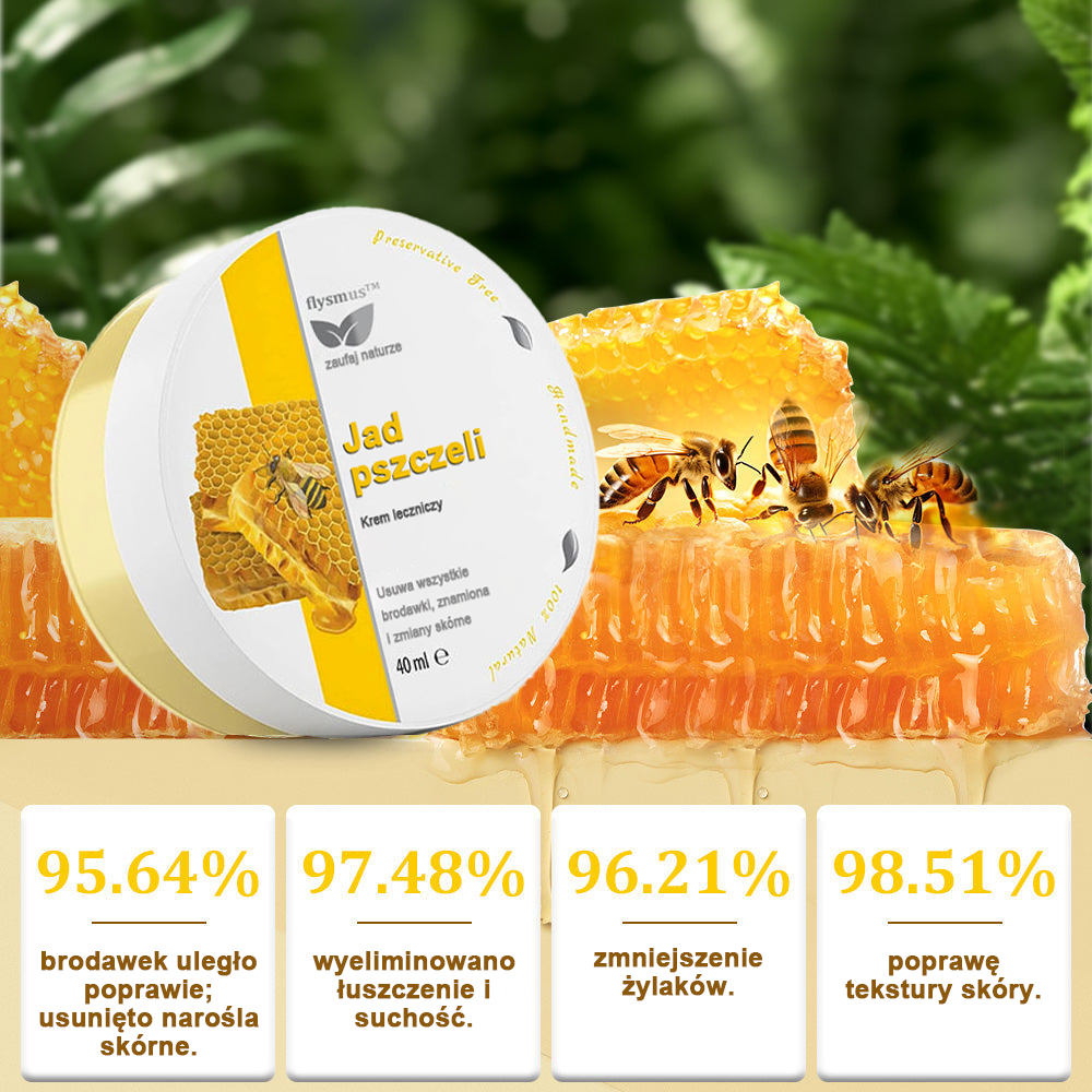✅flysmus™ Krem leczniczy z jadem pszczelim🐝: Leczenie egzemy, łuszczycy, trądziku, trądziku różowatego, infekcji grzybiczych, brodawek✅