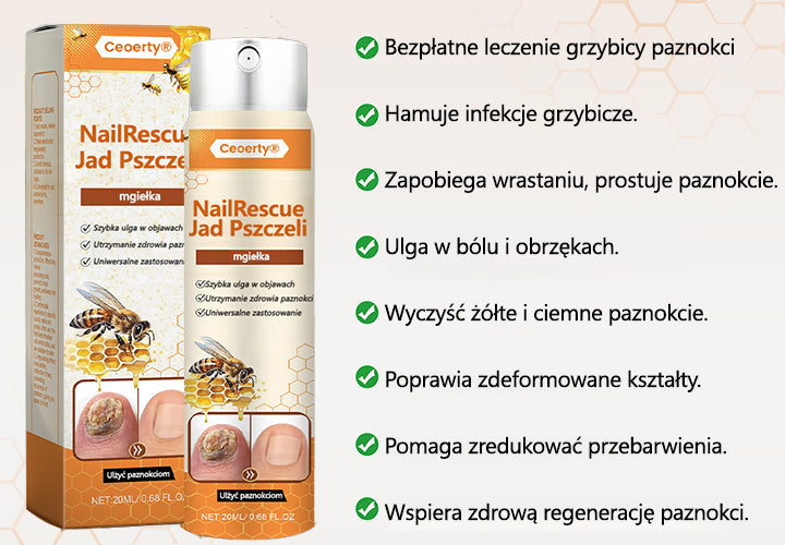 Spray z jadem pszczelim – skuteczny w leczeniu infekcji grzybiczych i zapalenia paznokci🎁🎁🎁